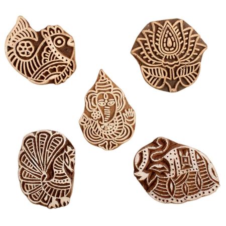 Set of 5 Piece New Mix Wooden Printing Block